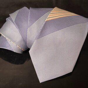 Givenchy Silk Tie Striped Designer Mens Necktie Neckwear Cream Blue Vintage EUC